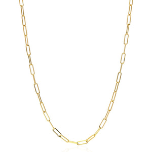 14k Yellow Gold 3.5mm Paperclip Link Chain Necklace 16″-18″