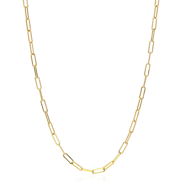 14k Yellow Gold 3.5mm Paperclip Link Chain Necklace 16″-18″