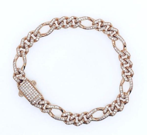 1.64Ct Diamond 14K Rose Gold Cuban Link Bracelet