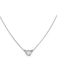 0.2 ct Diamond bezel 14K gold necklace 16"+2"