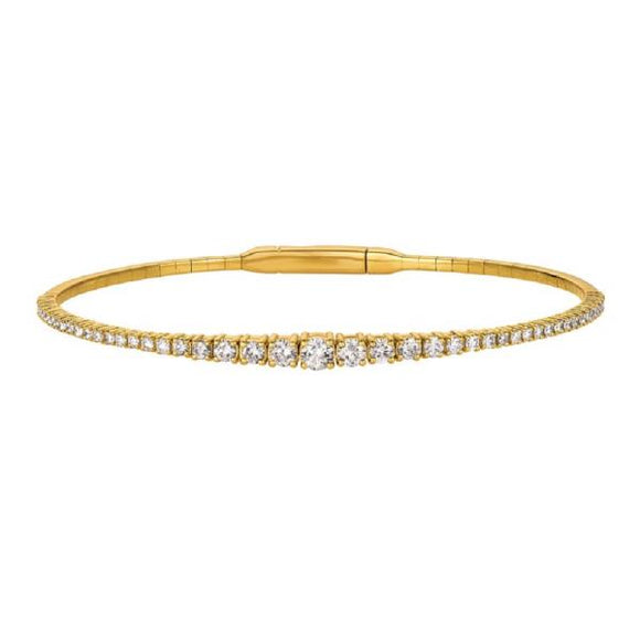 1.50Ct Diamond 6.70Gr 14K Y Gold GRADUATED Flexible BANGLE