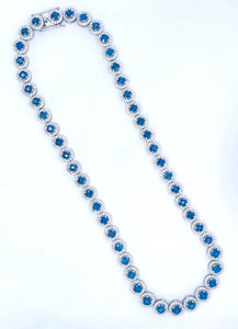 19Ct Blue Sapphire & 7.56Ct Diamond 14Kt White Gold Necklace