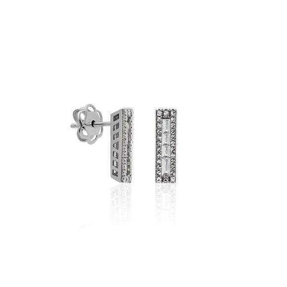 0.08crt Diamond Bar 14k Gold Earring