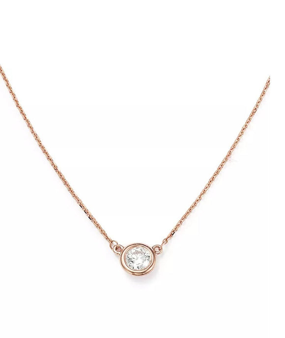 0.2 ct Diamond bezel 14K gold necklace 16