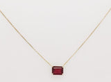 2.1 Cts Octagon shape Ruby 14Kt Yellow gold Necklace