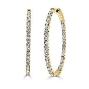 0.92Ct Diamond Oval Hoop 14K Gold Earring