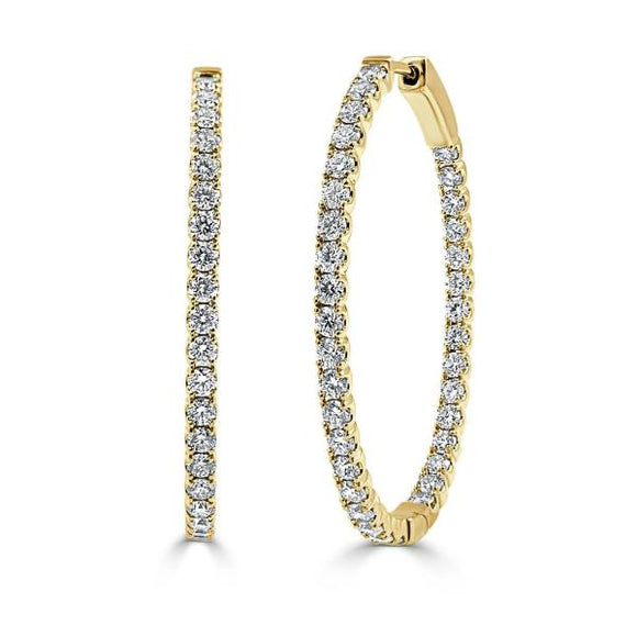 0.92Ct Diamond Oval Hoop 14K Gold Earring