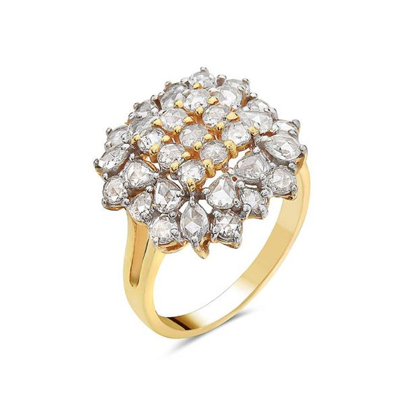 1.2 cts Diamond rose cut ring in18K Yellow Gold