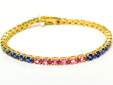 9.85Ct Multi Sapphire 14Kt Gold Bracelet