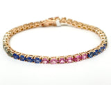 9.85Ct Multi Sapphire 14Kt Gold Bracelet