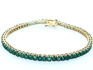 5.5 Ct oval cut Emerald 14K Yellow Gold Tennis Bracelet