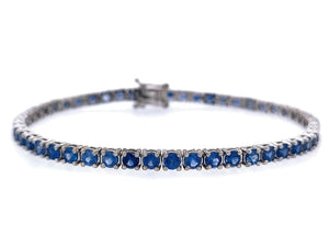 5.15 Ct Round Sapphire tennis bracelet 14K white gold