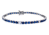 4.90 Ct Sapphire 1.50 Ct Diamond Tennis bracelet 14k White gold