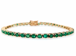 5.50 Ct Oval shaped Emerald Tennis Bracelet 14K Yellow Gold