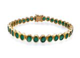 12.80 Ct Oval shaped Emerald bezel set Bracelet 14K Yellow Gold