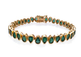 12.90 Ct Pear shaped Emerald Bracelet 14K Yellow Gold