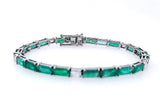 0.85 Ct Diamond 10.3 Ct Emerald Alternat Tennis Bracelet 14K White gold