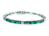 0.85 Ct Diamond 10.3 Ct Emerald Alternat Tennis Bracelet 14K White gold