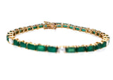 1.35 Ct Diamond 11.50 Ct Emerald Alternat Tennis Bracelet 14K Yellow gold