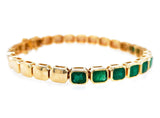 5.60 Ct bezel set Emerald Bracelet 14K Yellow Gold