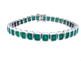 15.35 Ct bezel set Emerald Tennis Bracelet 14K White Gold