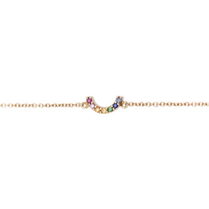 This rainbow 0.17Ct Multi Gemstones 14k yellow gold bracelet