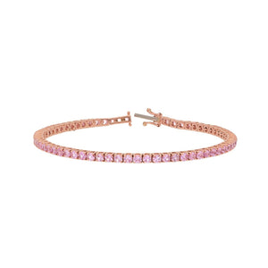 TENNIS BRACELET WITH PINK SAPPHIRE IN 14KT ROSE GOLD