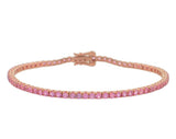 TENNIS BRACELET WITH PINK SAPPHIRE IN 14KT ROSE GOLD