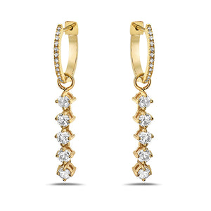 1.03Ct Diamond Five Dangle Huggie Hoop Earrings in 14k Gold