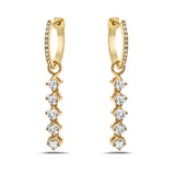 1.03Ct Diamond Five Dangle Huggie Hoop Earrings in 14k Gold