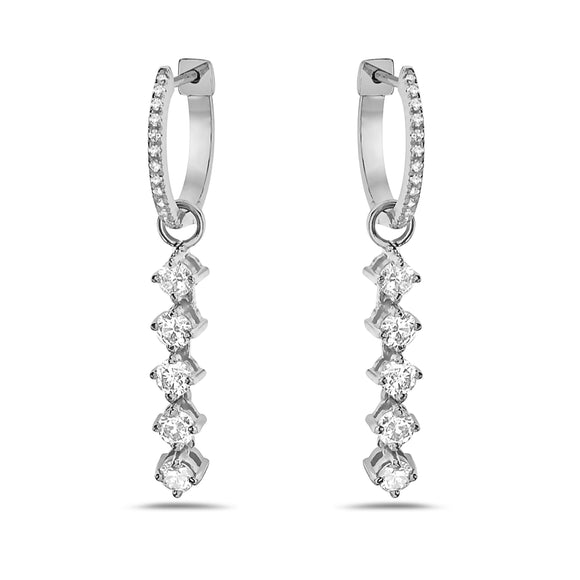 1.03Ct Diamond Five Dangle Huggie Hoop Earrings in 14k Gold