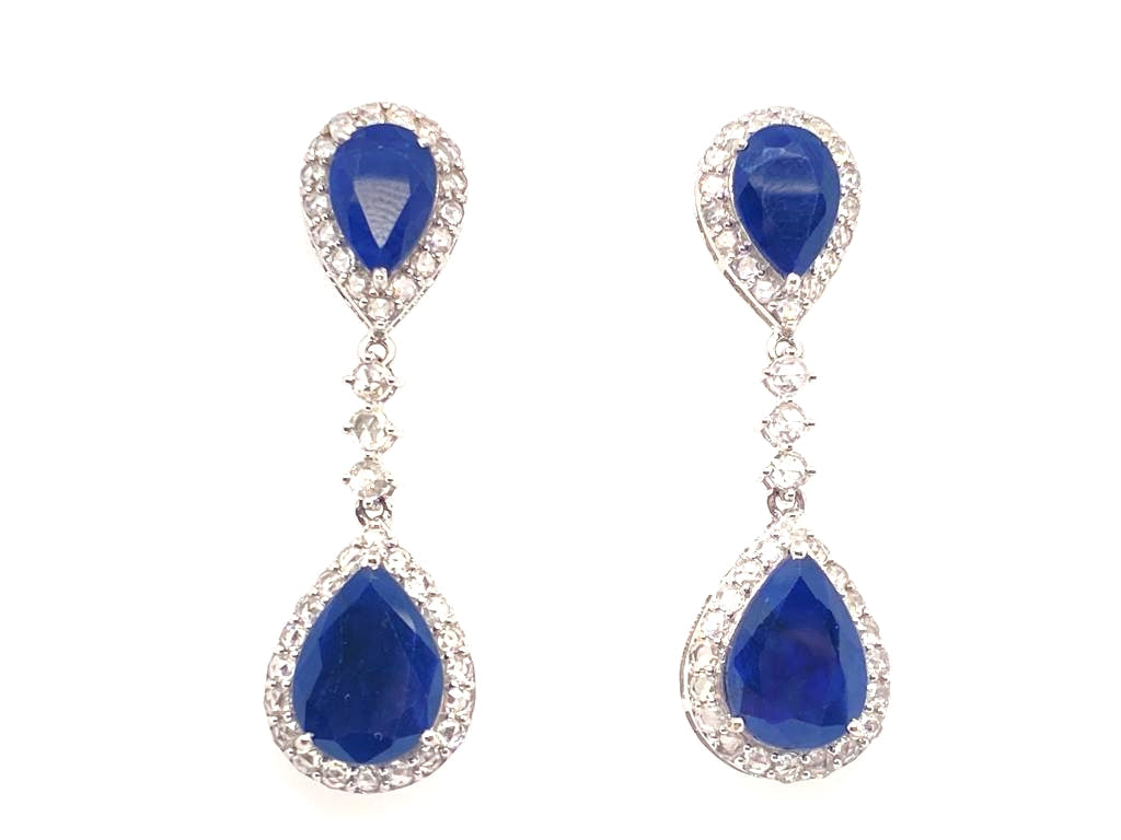 925 Silver Fashion Sapphire Asymmetric Diamond Color Earrings B088 - China Sapphire  Earrings and Silver Jewellery price | Made-in-China.com