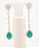 0.8Ct Diamond 2.4Cts Emerald 18K White Gold Swing Earring