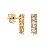 0.08crt Diamond Bar 14k Gold Earring