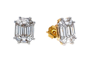 0.85 Cts Pie Cut Diamond 14Kt yellow Gold Stud