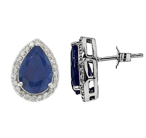 0.36Ct Diamond 4.55Ct Sapphire Studd Earring 14K white Gold