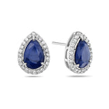 0.36Ct Diamond 4.55Ct Sapphire Studd Earring 14K white Gold