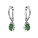 0.30 Ct. Diamond Mini Huggie Hoop With 0.76 Ct. Tw. Emerald Drop 14k Yellow Gold Earring