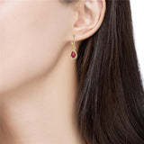 0.30 Ct. Diamond Mini Huggie Hoop With 1.4 Ct. Tw. Ruby Drop 14k Gold Earring