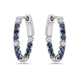 0.30 Ct. Tw. Diamond 0.80 Ct. Tw. Sapphire 14K Gold Mini Hoop Earring