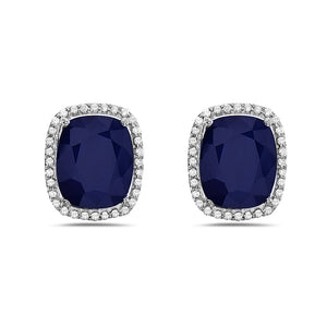 0.36 Ct. Tw. Diamond Around 8.25 Ct. Tw. Sapphire Stud 14K Gold Earring