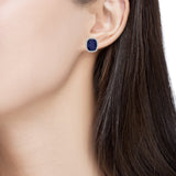 0.36 Ct. Tw. Diamond Around 8.25 Ct. Tw. Sapphire Stud 14K Gold Earring