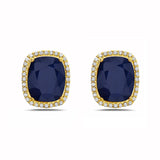 0.36 Ct. Tw. Diamond Around 8.25 Ct. Tw. Sapphire Stud 14K Gold Earring