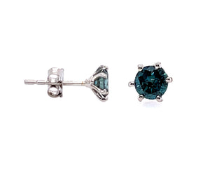 0.50 Ct. Tw. Round Cut BLUE Diamond 14k White Gold Stud Earring