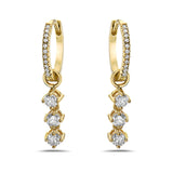 0.59 Ct. Tw. Diamond Mini Huggies Hoop With Three Diamond Drop 14K Gold Earring