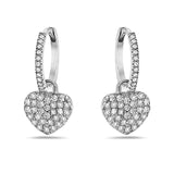 1.06 Ct. Tw. Diamond Mini Huggies Hoop With Hart Drop 14K Gold Earring