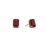 Emerald Cut Ruby Stud Earring 14k Gold