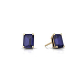 Emerald Cut Sapphire Stud Earring 14k Gold