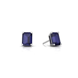 Emerald Cut Sapphire Stud Earring 14k Gold