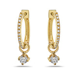 0.90ct DIAMOND HUGGIES WITH ROUND DIAMOND DROPS IN 14k Yellow Gold